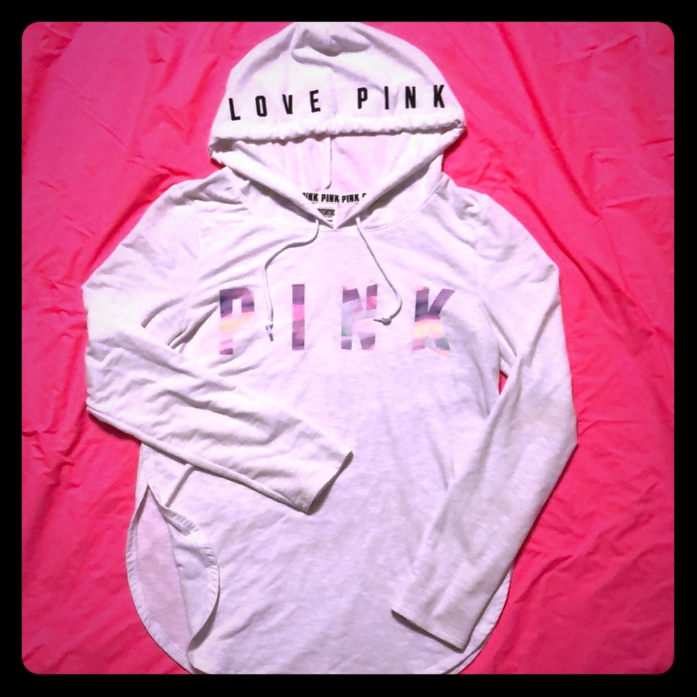 PINK S Hooded Long-sleeve with Side Slit